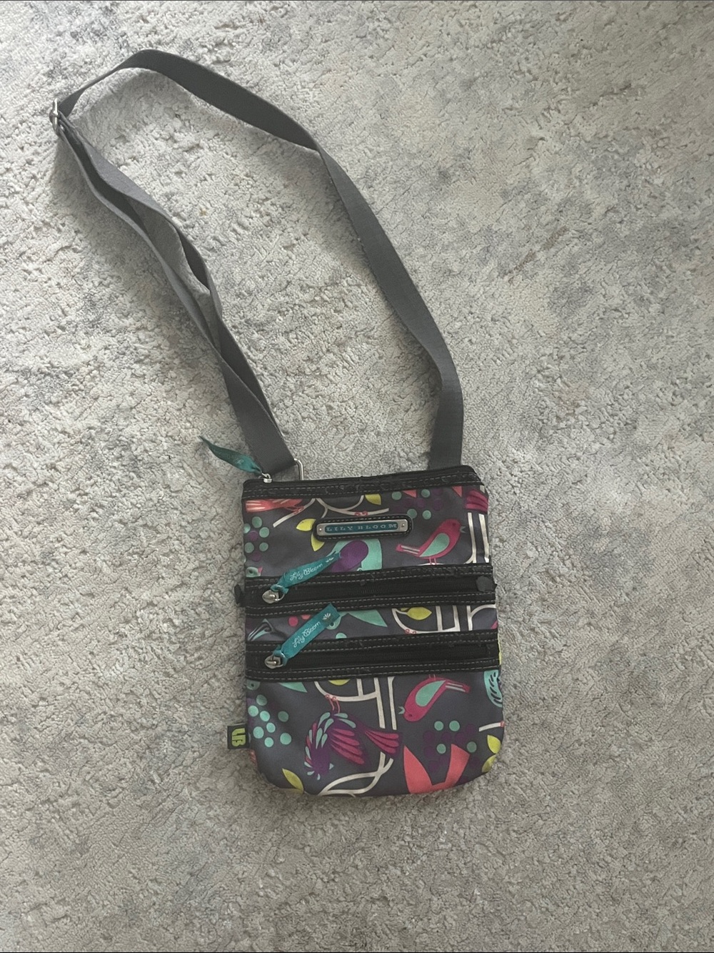 Lily Bloom Teal Multicolor Floral Print Crossbody/satchel
